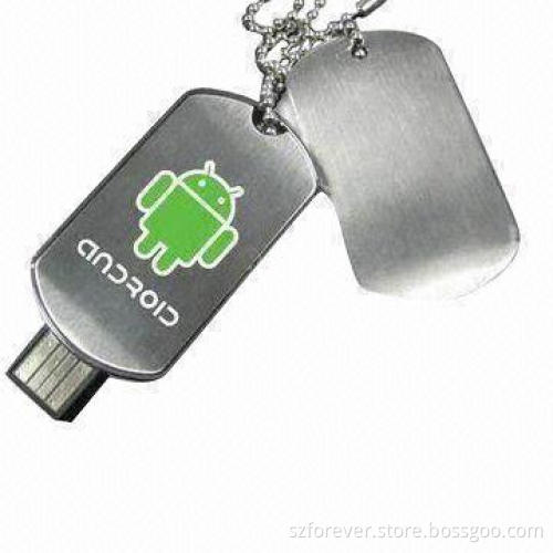 Metal USB Flash Drive, 4MB to 16GB Flash Memory Capacity, Microsoft's Windows XP and Linux 2.4.x OS